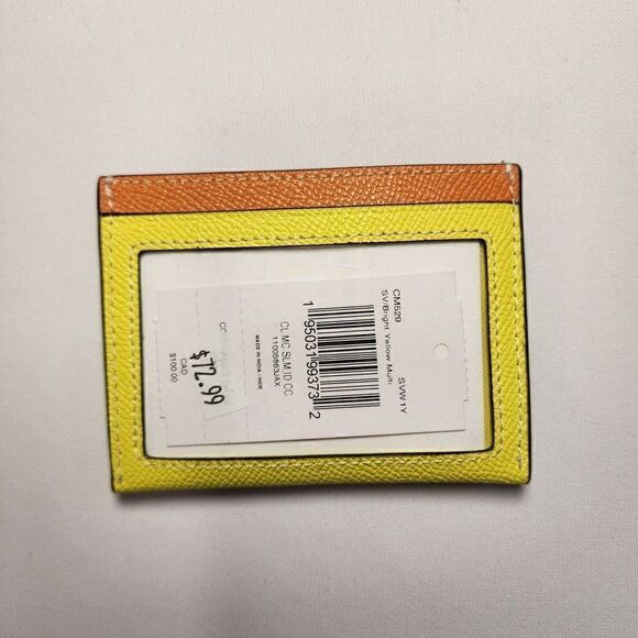 NWT Coach CM529 Slim ID Card Case Colorblock Bright Yellow Purple Iris Multi - Picture 2 of 2
